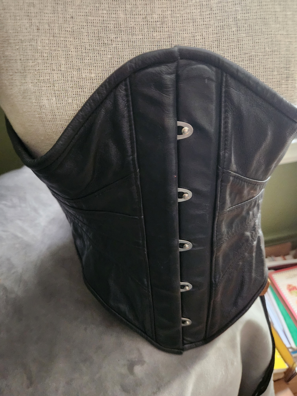Vintage North Bound Black Leather Underbust Corset - Size 32